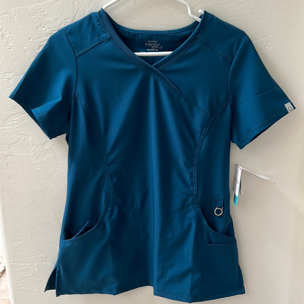 Cherokee Infinity scrub top, Caribbean Blue, size XS